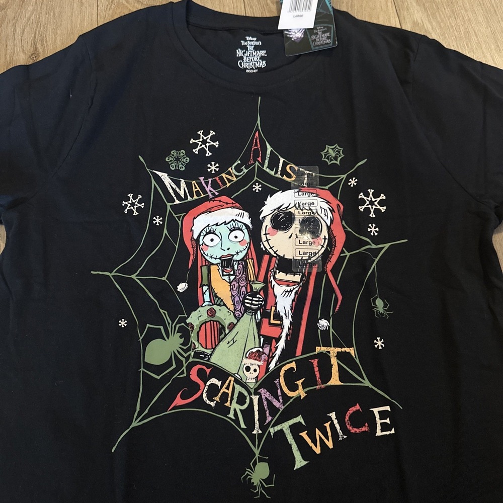 Disney Nightmare Before Christmas Mens Making Christmas Fright Tee Large NEW